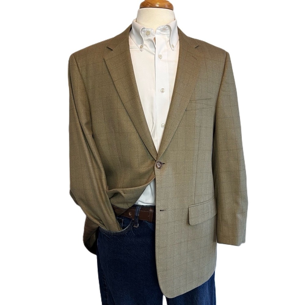 Joseph & Feiss Brown Blazer 42R 2 Button Sport Coat Suit Jacket Wool Silk